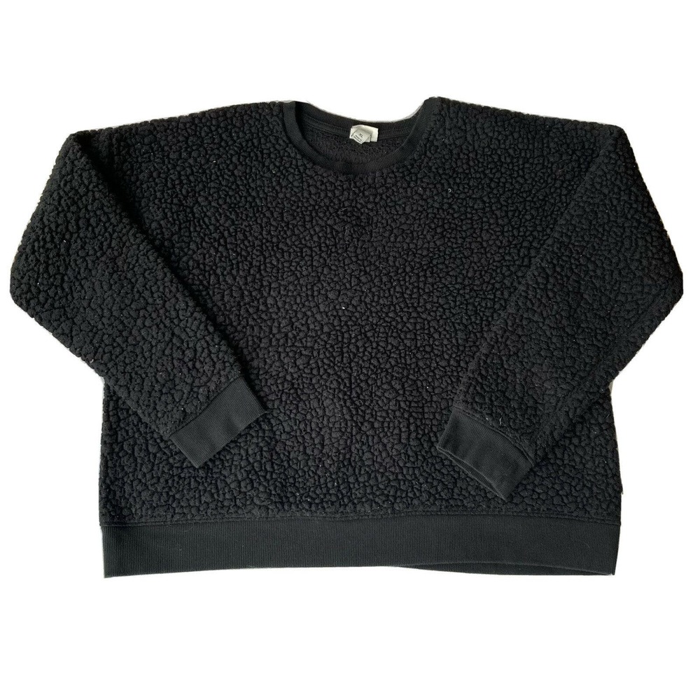 A New Day Sweatshirt Sz XL Fleece Pullover Black Long Sleeve Crew Neck Womens